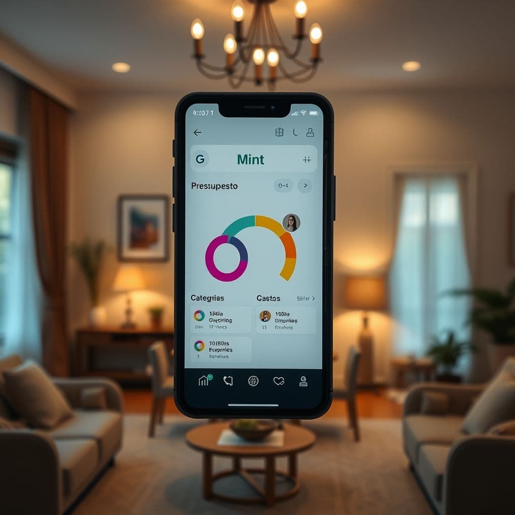 Pantalla de la aplicación Mint mostrando gráficos de gastos