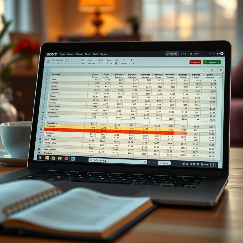 Ejemplo visual de la plantilla de contabilidad para emprendedores