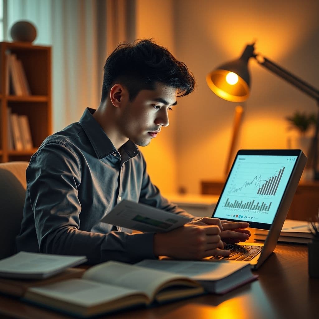 Persona estudiando conceptos de educación financiera