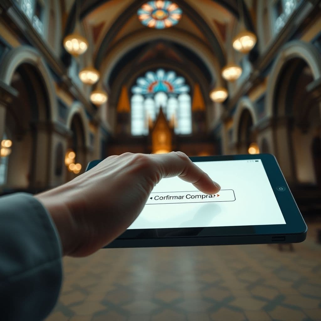 Primer plano de manos confirmando una orden de compra en una plataforma de broker