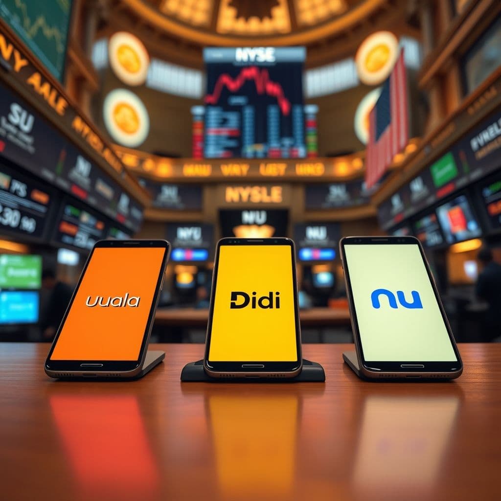 Comparativa visual de las tres mejores aplicaciones de inversión en México: Ualá, Didi y Nu.