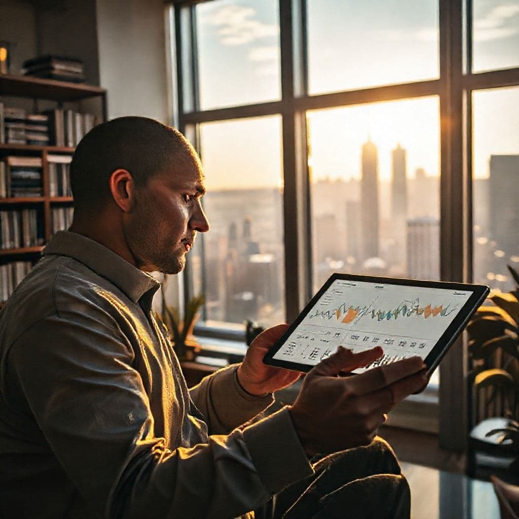 Persona tomando decisiones financieras inteligentes con gráficos de prioridades