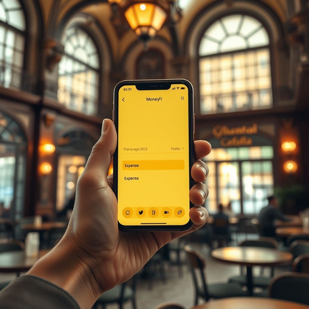 Pantalla de MoneyFi mostrando registro manual de gastos