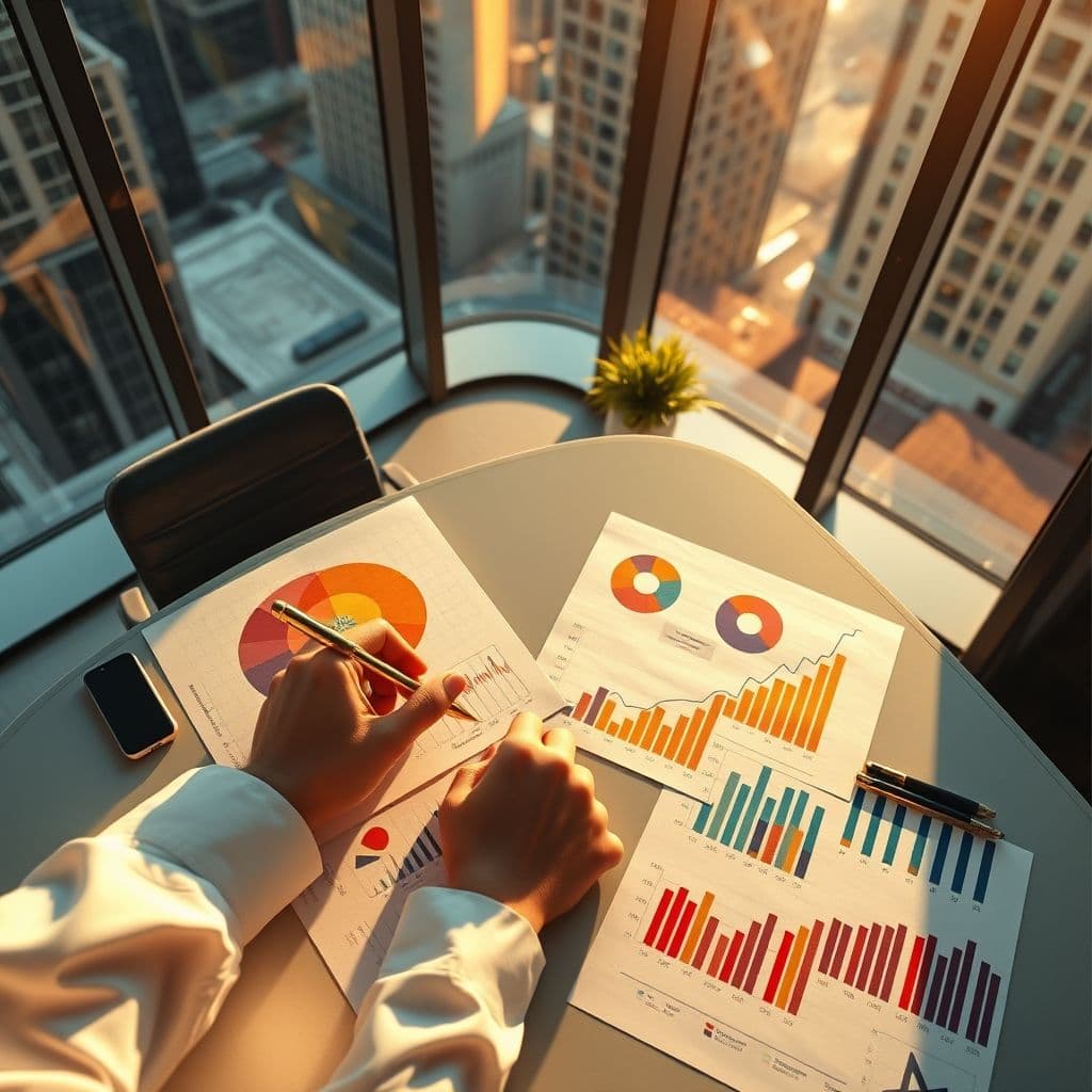 Tablero con gráficos de inversión, ahorros y presupuesto bien organizado.