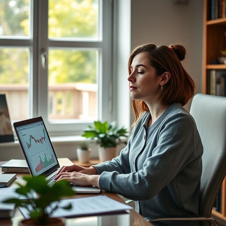 Persona usando plantilla de control de gastos en laptop mientras toma notas financieras