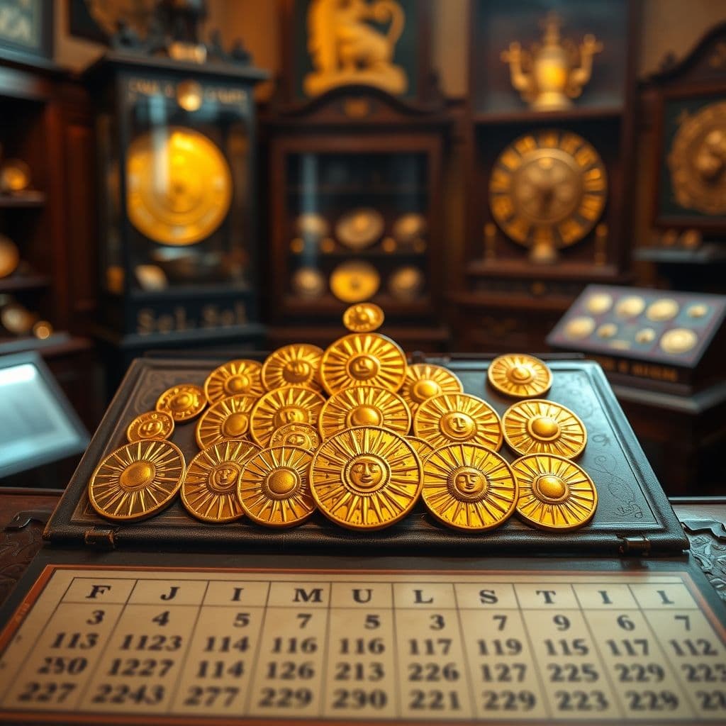 Calendario con monedas de un sol acumulándose día a día