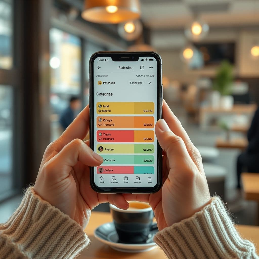 Persona usando una aplicación de finanzas en su teléfono