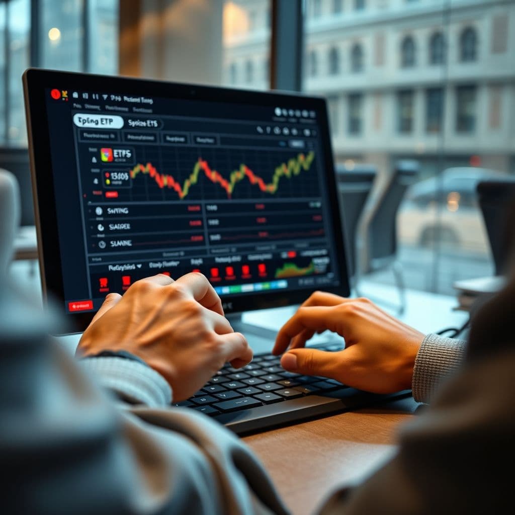 Pantalla de una plataforma de inversión mostrando ETFs disponibles