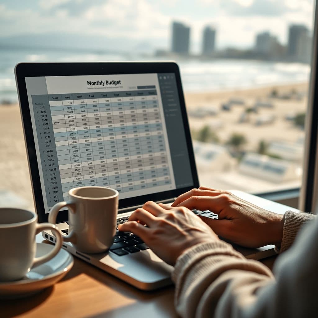 Presupuesto mensual detallado en una hoja de cálculo