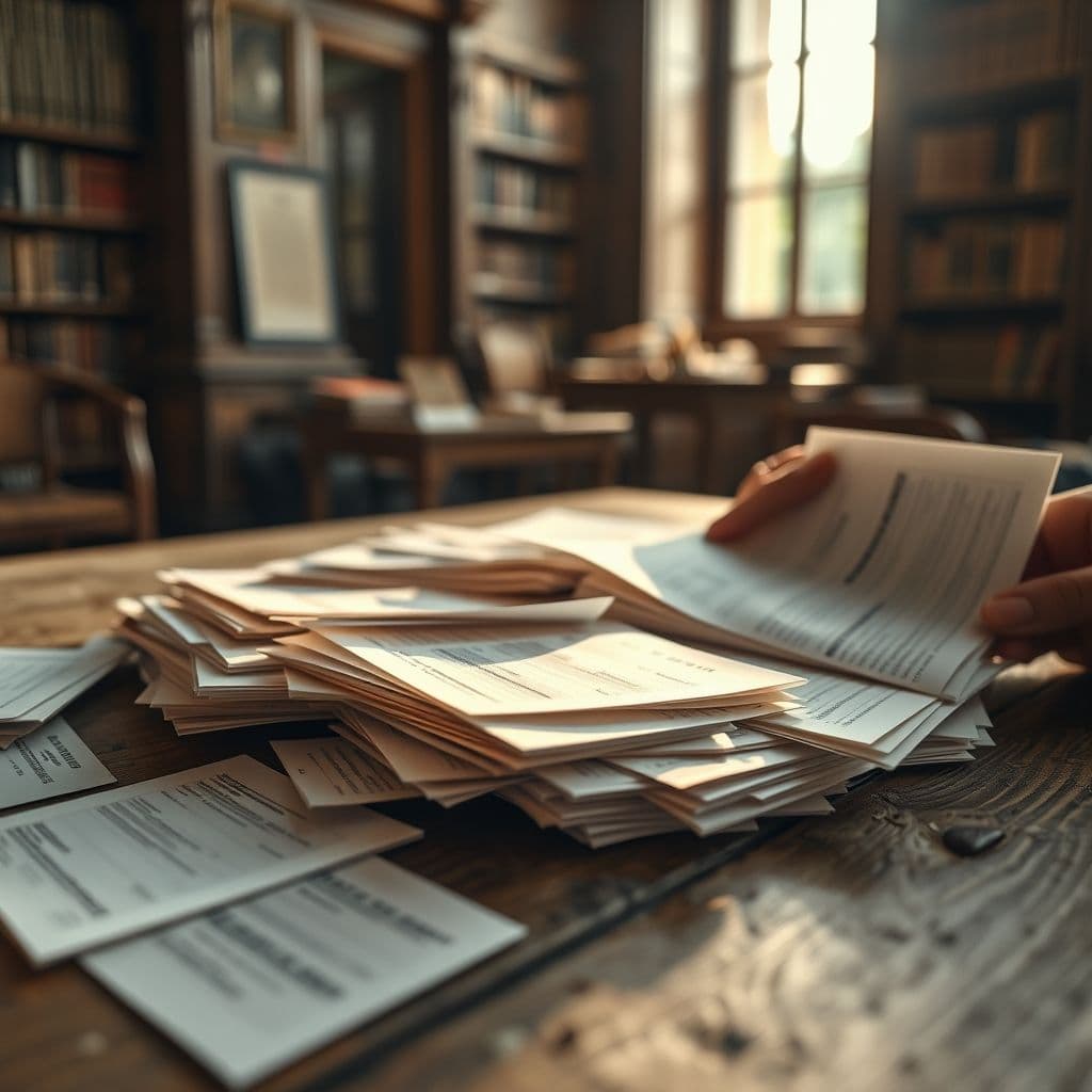 Persona analizando extractos bancarios y recibos de compras