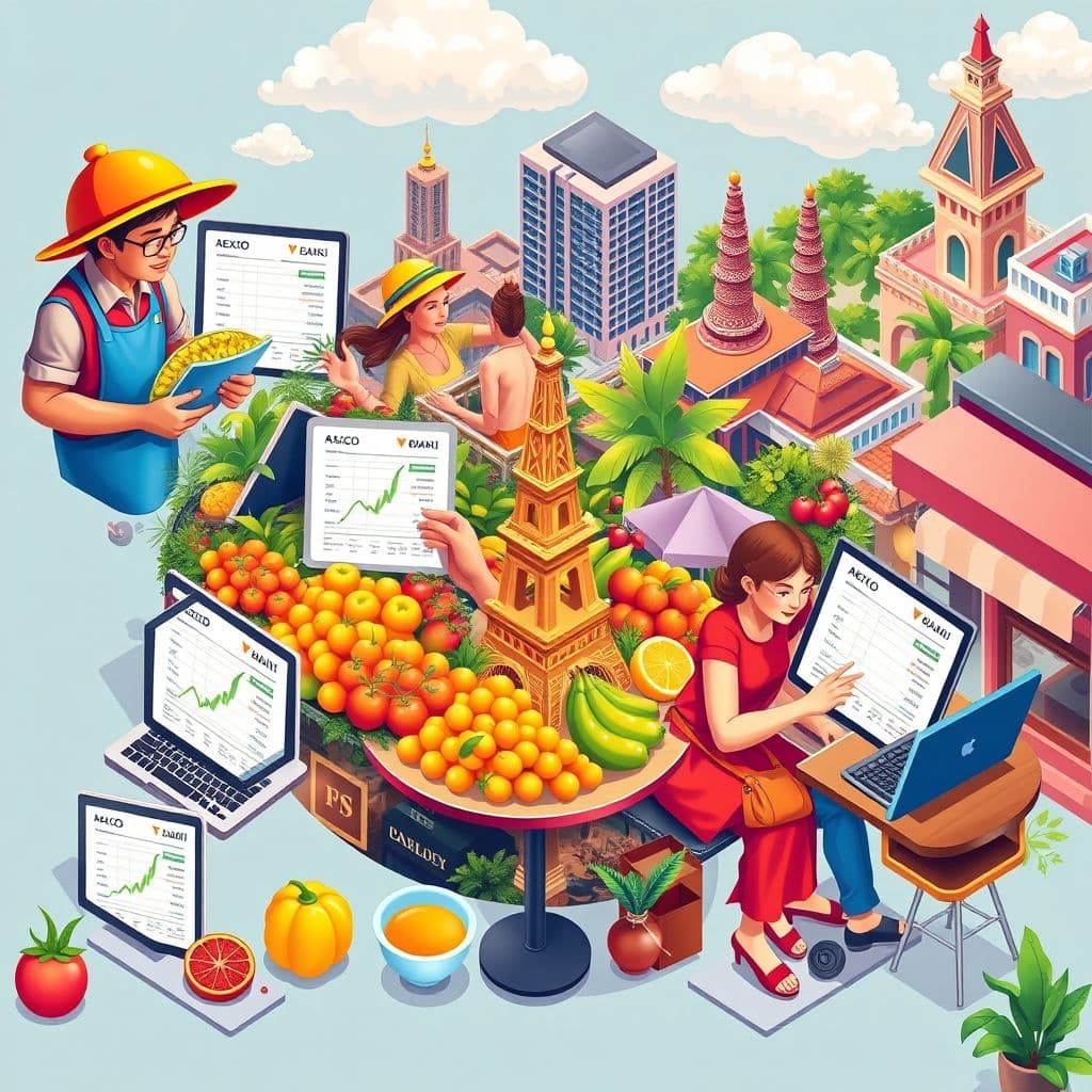 Diferentes emprendedores usando la plantilla financiera