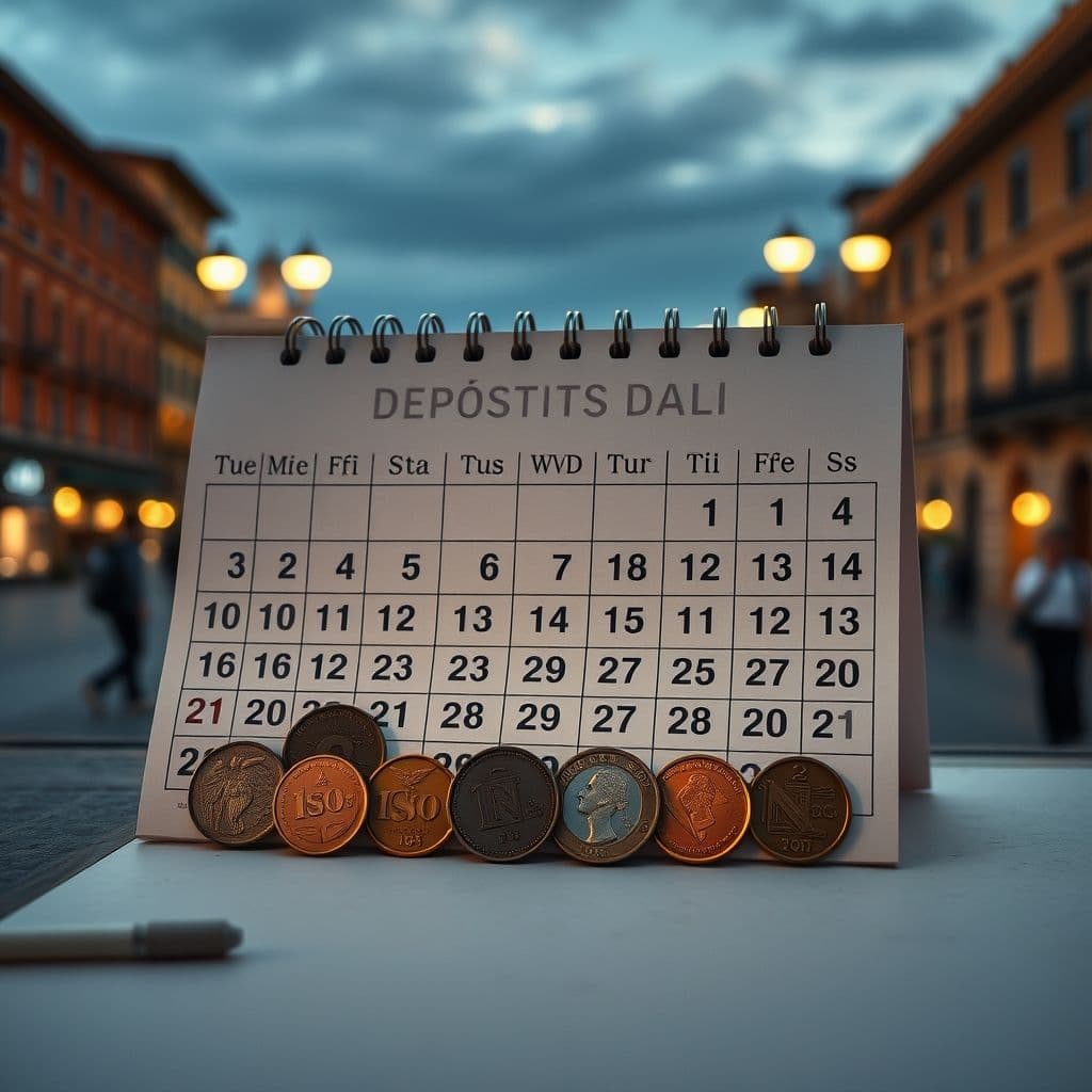 Calendario de ahorro progresivo mostrando los depósitos diarios desde 1 hasta 30 euros