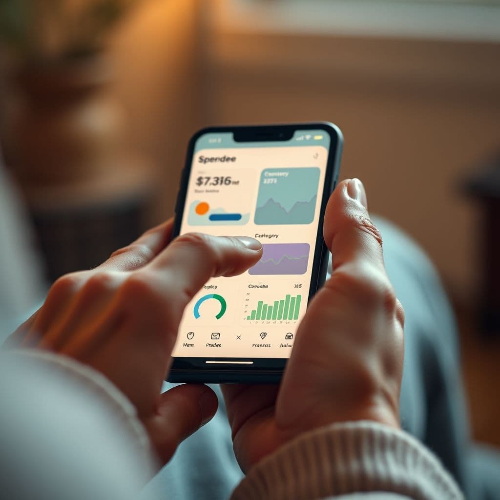 Interfaz de Spendee mostrando categorías de gastos e ingresos organizadas