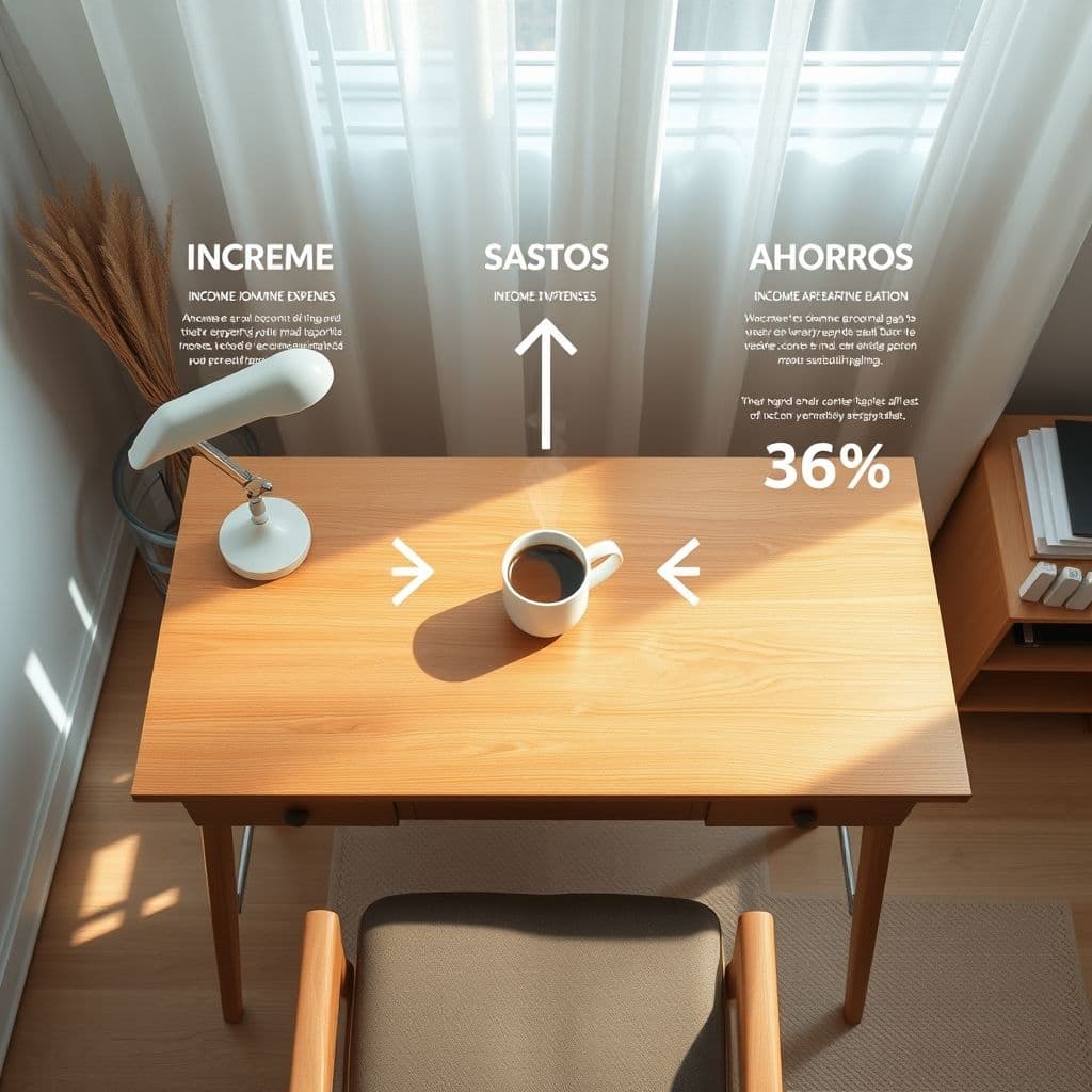Diagrama que muestra la relación entre ingresos, gastos y ahorros.