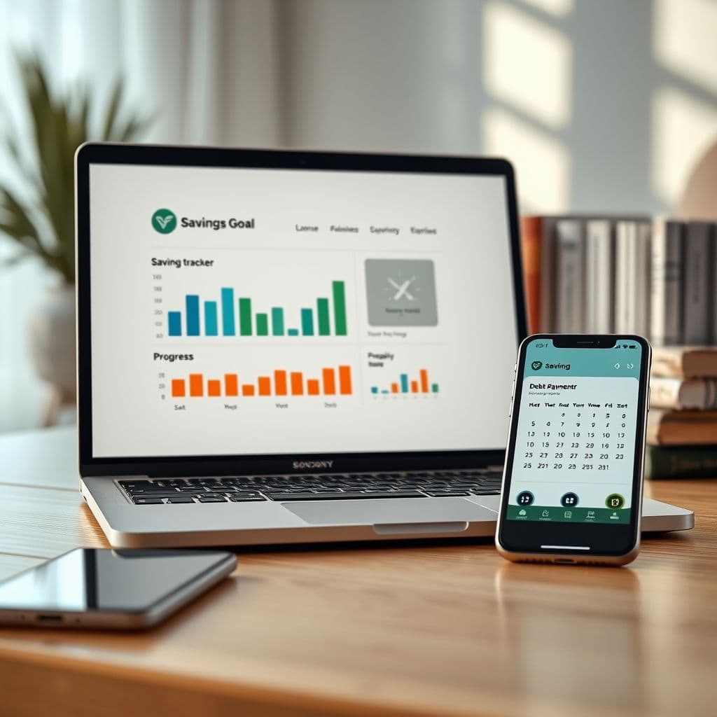 Sección de ahorros y deudas en plantilla financiera