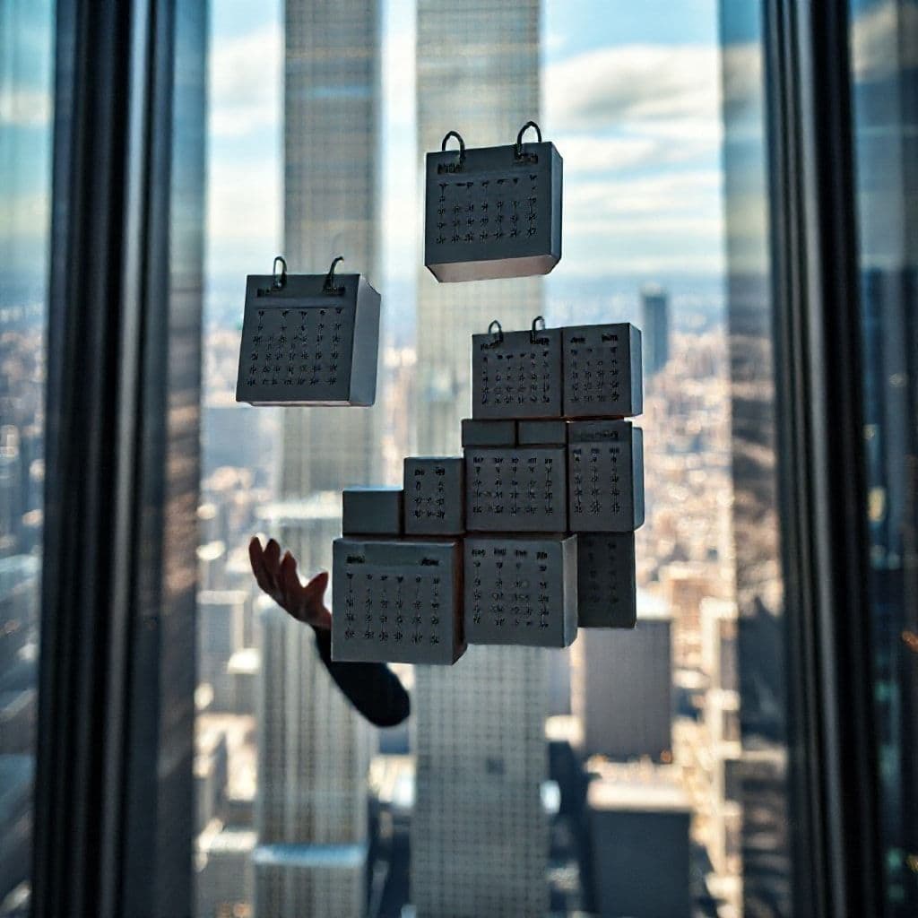 Metáfora visual de la gestión del tiempo estilo Tetris