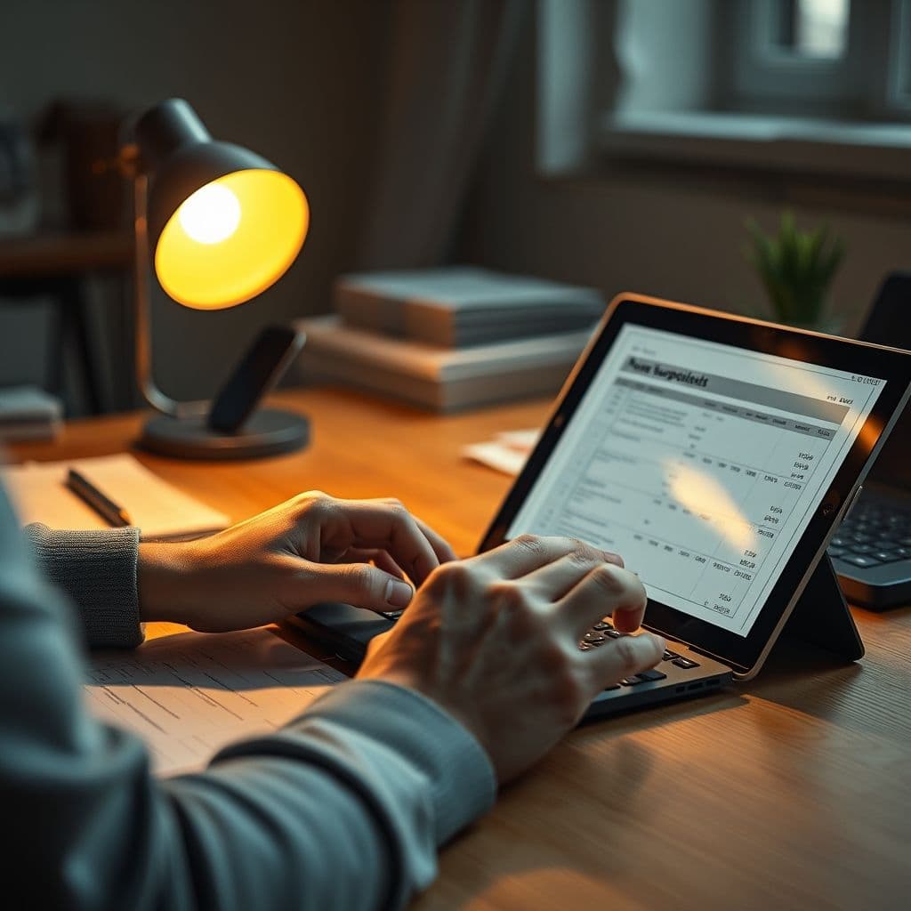 Persona revisando sus finanzas en computadora