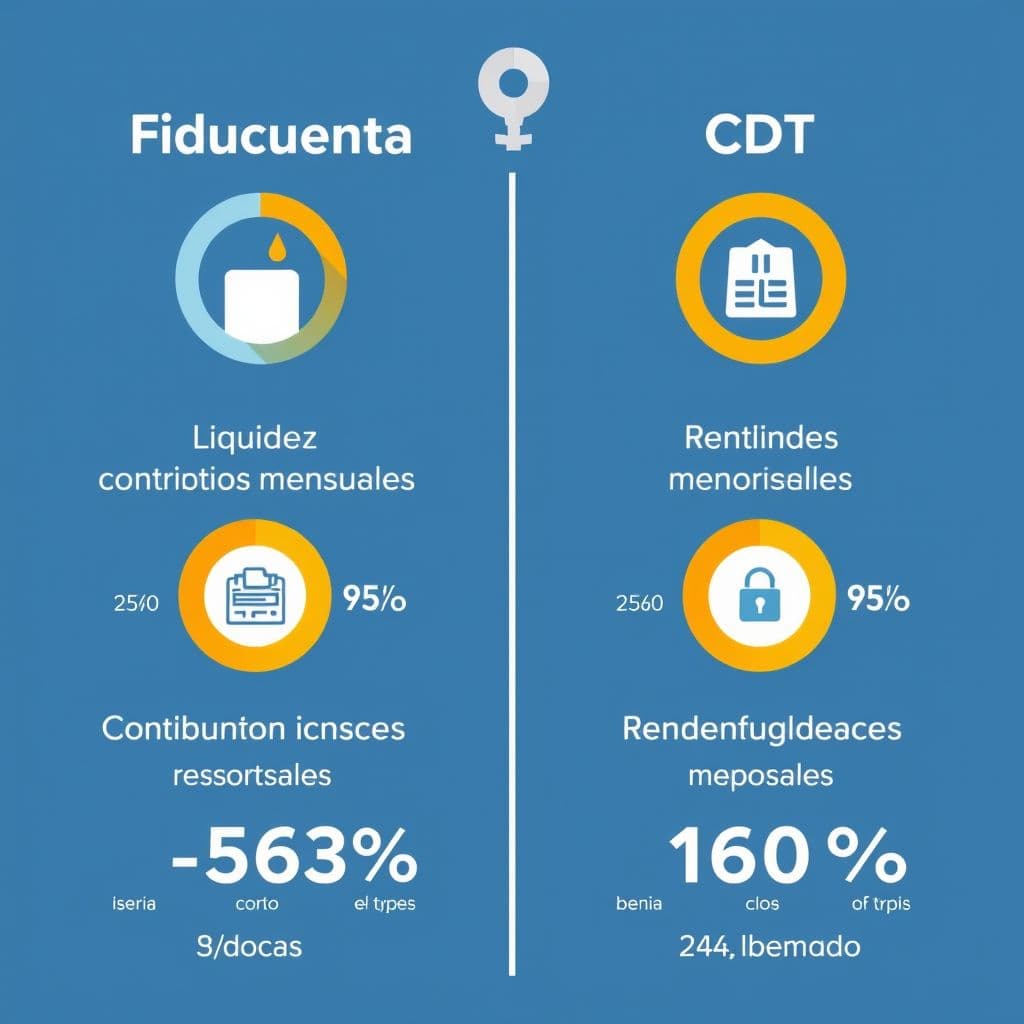 Comparación visual entre fiducuenta y CDT mostrando ventajas y desventajas