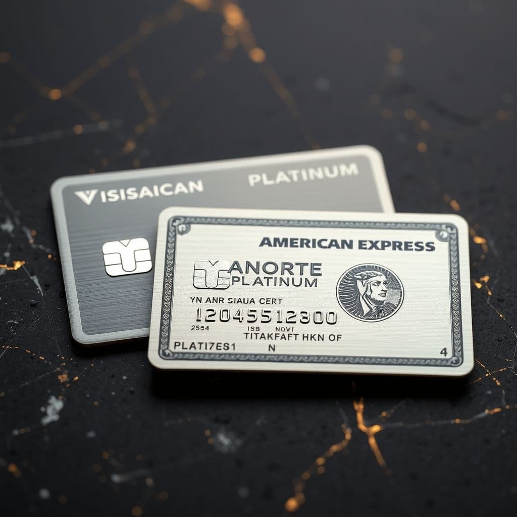 Tres tarjetas de crédito premium sobre fondo oscuro con destaque en sus beneficios