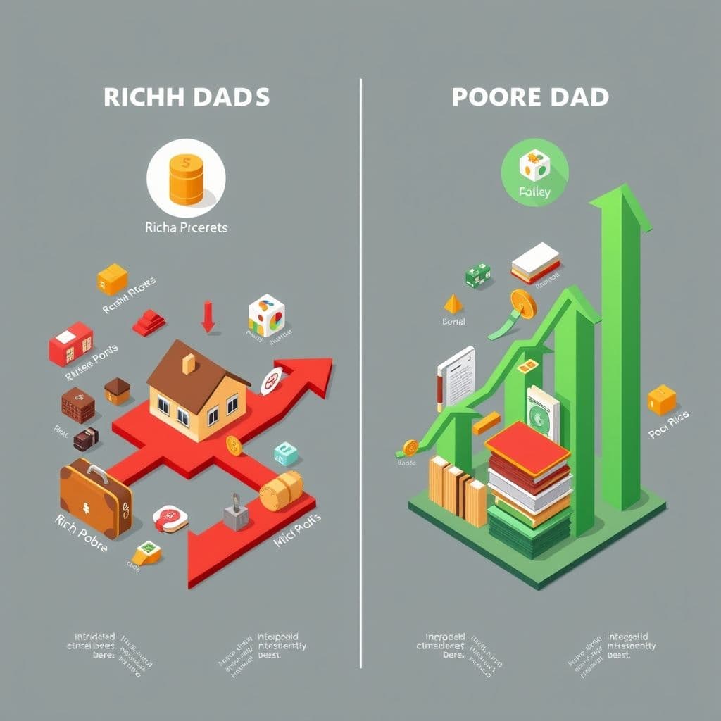 Diagrama comparativo entre las mentalidades del Padre Pobre y el Padre Rico
