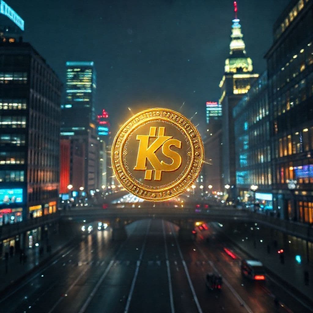 Representación visual de Kaspa KAS y el trilema blockchain con gráficos de precios y tecnología