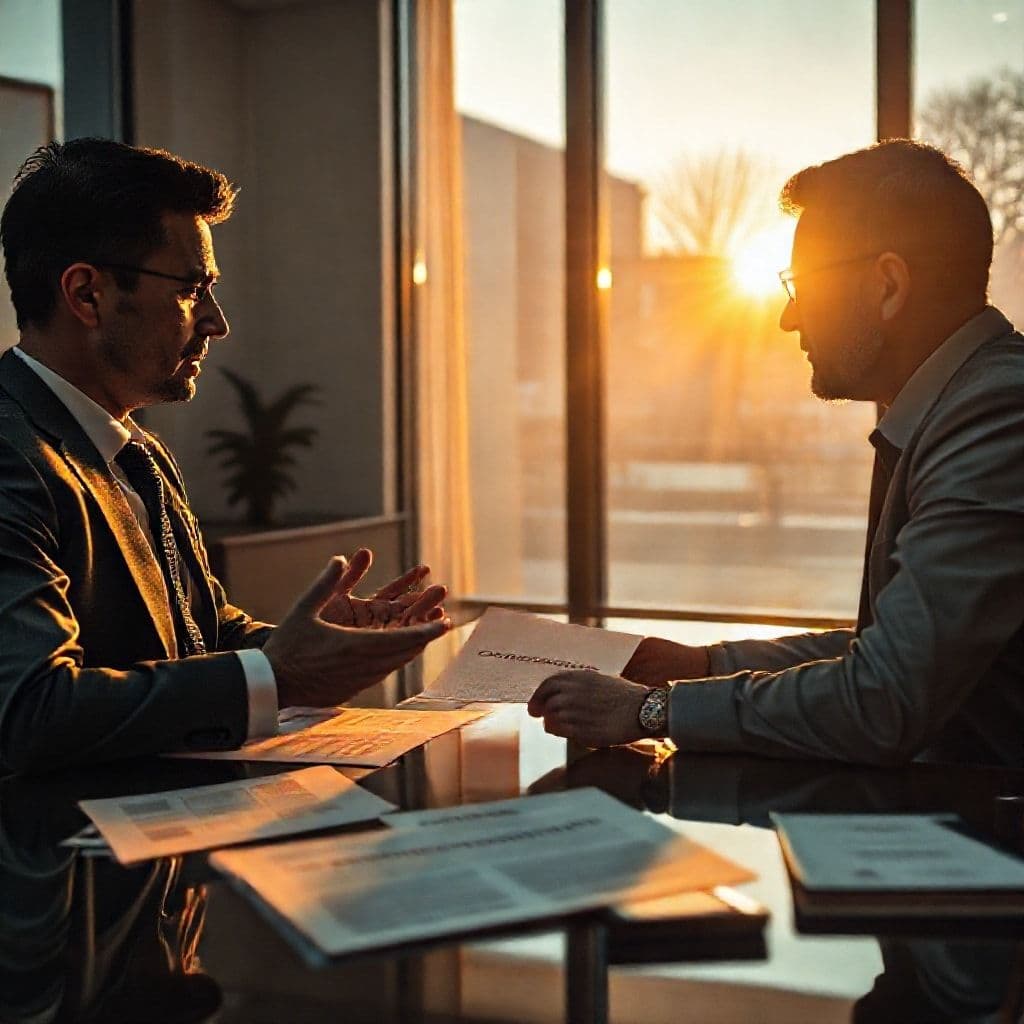 Persona hablando con ejecutivo bancario sobre amortización de capital