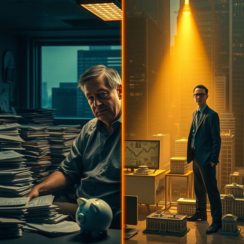 Comparación visual entre las mentalidades del Padre Pobre y el Padre Rico